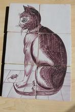 antiek tegeltableau Kat en Muis, Antiek en Kunst, Antiek | Wandborden en Tegels, Ophalen of Verzenden