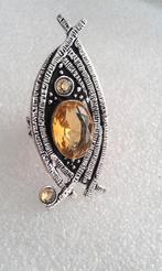 zilver ring met Citrien edelsteen, Sieraden, Tassen en Uiterlijk, Ringen, 18 tot 19, Verzenden, Geel, Nieuw