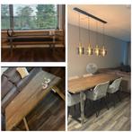 Eettafel - Hout & Metaal, Huis en Inrichting, Tafels | Eettafels, Ophalen, Gebruikt, 100 tot 150 cm, Eikenhout