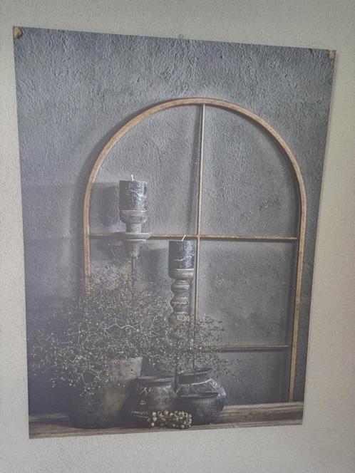 wanddecoratie/plaat sober/stoer/landelijk/grijs, Huis en Inrichting, Woonaccessoires | Wanddecoraties, Zo goed als nieuw, Ophalen