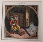 A66-12 Cats - Handgekleurde Gravure met Watermerk + z/w grav, Ophalen of Verzenden