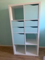 IKEA kast kallax , wit / lichtblauw, Huis en Inrichting, Kasten | Boekenkasten, Ophalen, Gebruikt, 100 tot 150 cm, 50 tot 100 cm