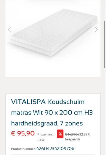 Splinternieuw matras 90x200 cm beschikbaar voor biedingen