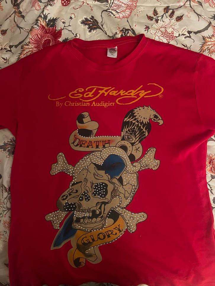 Ed Hardy T-shirt Rood, Kleding | Heren, T-shirts, Gedragen, Overige maten, Rood, Ophalen of Verzenden