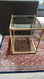 Glazen met messing bijzettafel 40 x 44 x45, Huis en Inrichting, Tafels | Bijzettafels, Ophalen, Glas, Minder dan 55 cm, 45 tot 60 cm