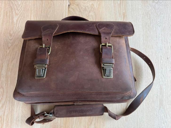 Ruitertassen Bob – leren docenten schooltas, als nieuw, Sieraden, Tassen en Uiterlijk, Tassen | Schooltassen, Zo goed als nieuw