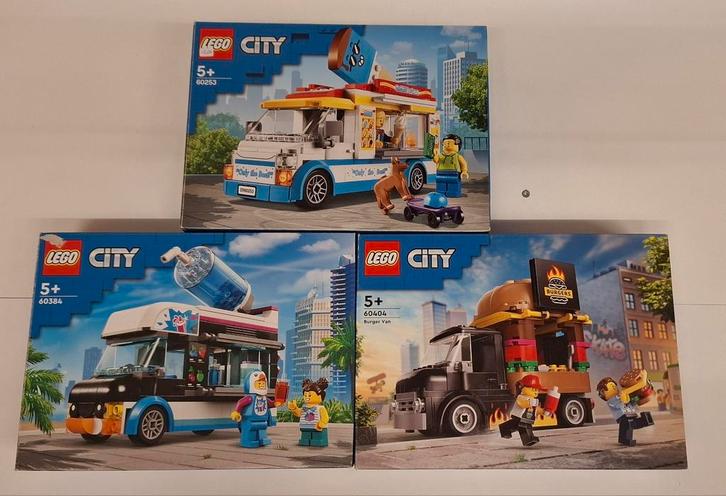 Lego City Foodtrucks 60253, 60384, 60404 - Zo goed als nieuw, Kinderen en Baby's, Speelgoed | Duplo en Lego, Ophalen of Verzenden