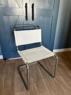 Vintage buisframe stoel wit leer, Huis en Inrichting, Stoelen, Drie, Leer, Wit, Zo goed als nieuw