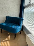 Blauw velvet bankje, Ophalen, 150 tot 200 cm, Vintage, Tweepersoons