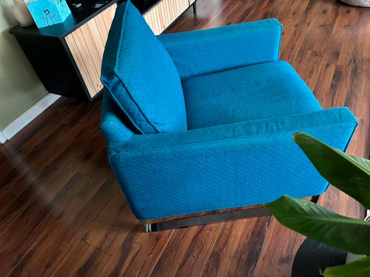 Comfortabele turquoise fauteuil, Huis en Inrichting, Fauteuils, Stof, 50 tot 75 cm, 75 tot 100 cm, Ophalen