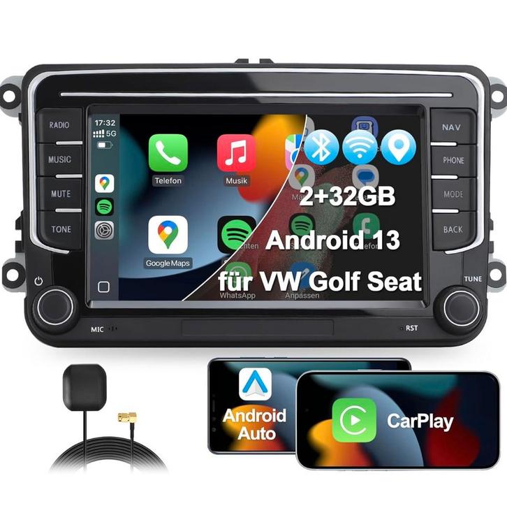 Android Autoradio 7” GPS CarPlay VW Passat Golf Skod, Auto diversen, Autoradio's, Nieuw, Ophalen of Verzenden