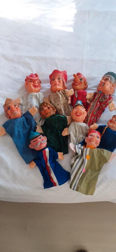 Retro handpoppen poppenkastpoppen ( E ), Verzamelen, Poppen, Zo goed als nieuw, Pop, Ophalen of Verzenden