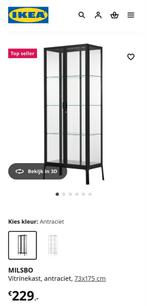 Milsbo vitrine kast antraciet, Ophalen, Met deur(en), 50 tot 100 cm, Zo goed als nieuw
