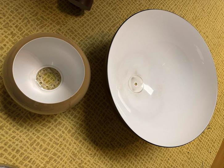 Lampenkappen jaren zeventig Verschillende Maten, Huis en Inrichting, Lampen | Lampenkappen, Gebruikt, Minder dan 25 cm, Rond, Wit