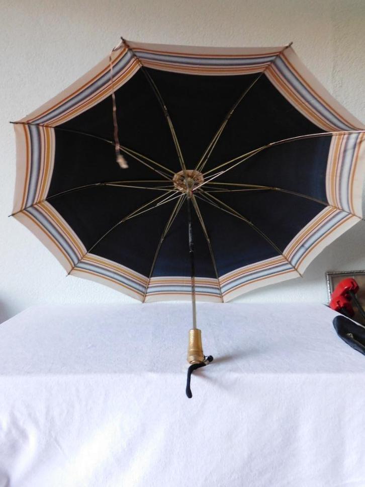 Vintage paraplu van Knirps inclusief hoesje, zwart met oranj, Sieraden, Tassen en Uiterlijk, Paraplu's, Gebruikt, Zwart, Ophalen of Verzenden