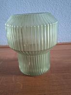 Groene ribbelglazen vaas, Ophalen of Verzenden, Minder dan 50 cm, Groen, Glas