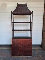 Vintage rotan Chinoiserie kast met pagodekap, Ophalen, Chinoiserie, 50 tot 100 cm, 25 tot 50 cm