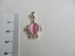 Zilverkleur SCHILDPAD hangertje met roze schild, Overige materialen, Verzenden, Zo goed als nieuw, Zilver