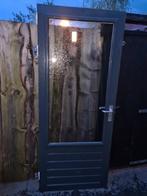 Hardhouten buitendeur. 87.5x211cm. Dubbelglas., 80 tot 100 cm, Gebruikt, Ophalen of Verzenden, Glas