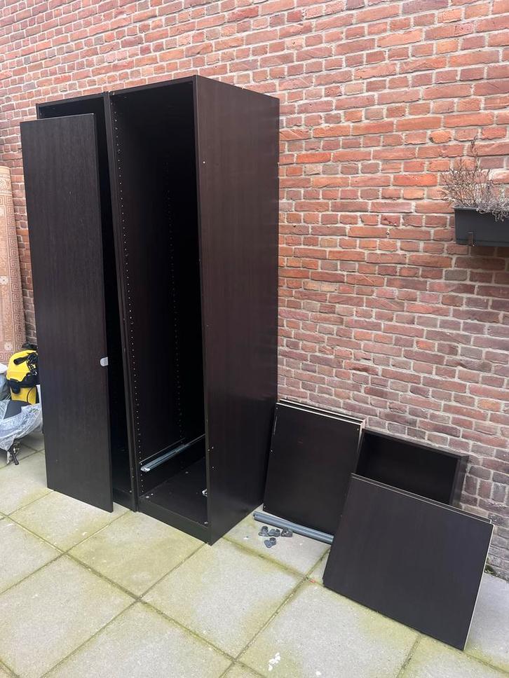 Zwarte PAX kast (2x50cm) met accessoires, Huis en Inrichting, Kasten | Kledingkasten, Gebruikt, 200 cm of meer, 100 tot 150 cm
