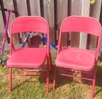 2x inklapbare stoelen rood, ijzer , prijs per 2., Ophalen, Gebruikt, Metaal, Inklapbaar