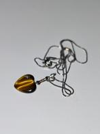 Zilveren ketting 925 met Tijgeroog hartje, Sieraden, Tassen en Uiterlijk, Kettingen, Ophalen of Verzenden, Zo goed als nieuw, Zilver