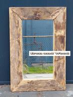 Stoere grote spiegel 95x63 met oud eiken wagonplanken lijst, Ophalen, Nieuw, Minder dan 100 cm, Rechthoekig