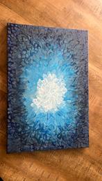 Blauwe bloem schilderij 60 x 40 cm, Antiek en Kunst, Kunst | Schilderijen | Abstract, Ophalen of Verzenden