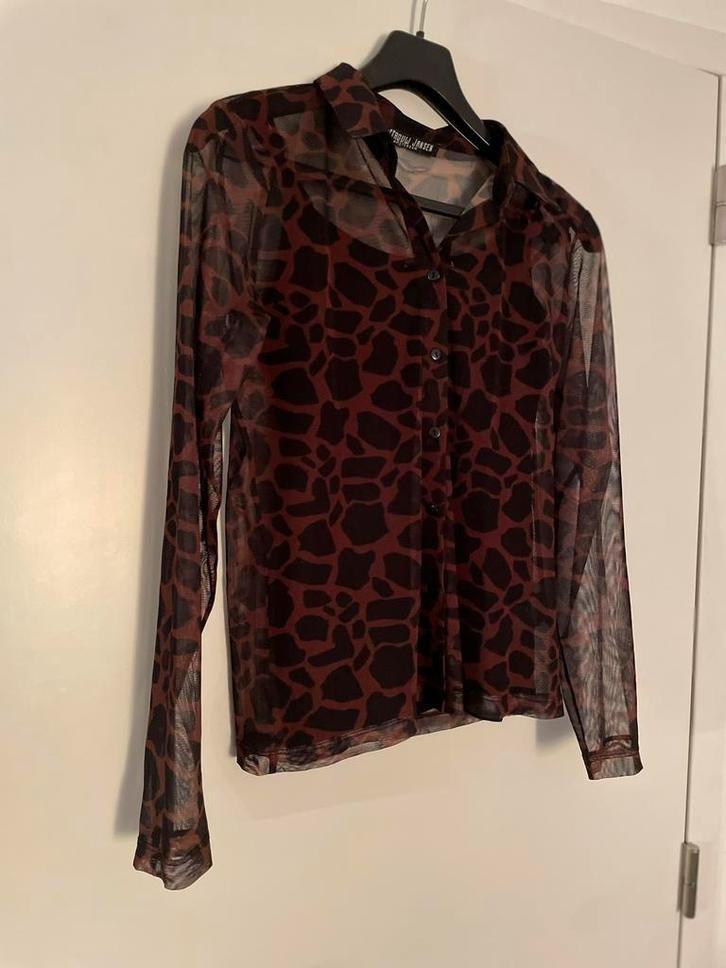 Prachtige doorzichtige top zwart bruin maat M juf Jansen, Kleding | Dames, Tops, Nieuw, Maat 38/40 (M), Bruin, Lange mouw, Ophalen of Verzenden