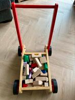 Leuke (loop)kar met blokken gratis af te halen, Kinderen en Baby's, Speelgoed | Houten speelgoed, Ophalen, Gebruikt, Overige typen