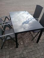 Tafel nieuw en 4 stoelen inklapbaar, Ophalen of Verzenden, Gebruikt, Aluminium, Stapelbaar