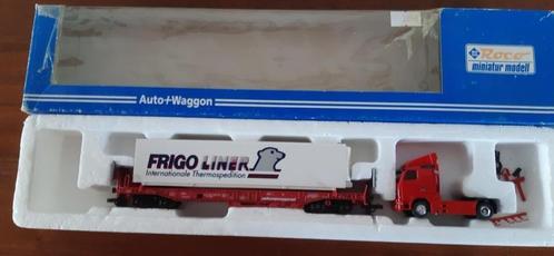 Roco Kombiwaggon draagwagen met Frigoliner koelcontainer, Hobby en Vrije tijd, Modeltreinen | H0, Zo goed als nieuw, Wagon, Gelijkstroom