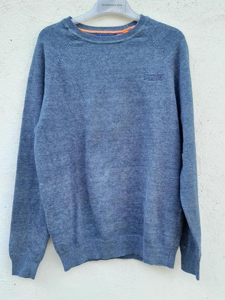 Superdry fijn gebreide trui, mt S, zgan, jeansblauw, Kleding | Heren, Truien en Vesten, Zo goed als nieuw, Maat 46 (S) of kleiner