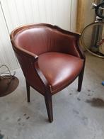Antieke fauteuil vergader eetkamer stoel leer evt 2 stuks, Ophalen