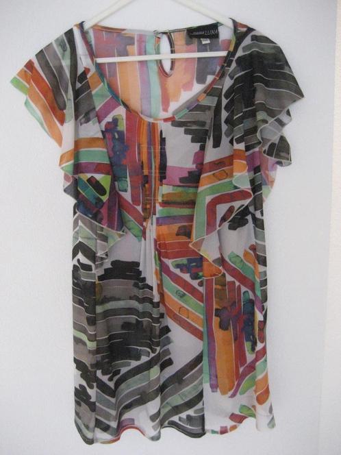 Blouse Luna dames z.g.a.n. maat 42 oranje groen 26082025, Kleding | Dames, Blouses en Tunieken, Zo goed als nieuw, Maat 42/44 (L)
