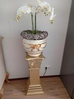 Ahura Porselein Bloempot met Orchidee & Gouden Zuil, Huis en Inrichting, Woonaccessoires | Zuilen en Pilaren, Ophalen, Gebruikt