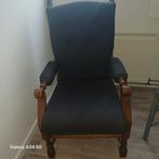 Antieke fauteuil met stoffen bekleding, Huis en Inrichting, Fauteuils, Antiek, Hout, Gebruikt, 75 tot 100 cm