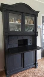 Sfeervolle oude mat zwarte buffetkast/ secretaire, Huis en Inrichting, Kasten | Buffetkasten, 25 tot 50 cm, 150 tot 200 cm, Ophalen of Verzenden