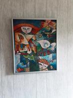 abstract geverfd op doek 60x50, Antiek en Kunst, Kunst | Schilderijen | Abstract, Ophalen