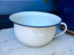Wit Emaille Pot met oor en blauwe rand / Po model, Ophalen of Verzenden