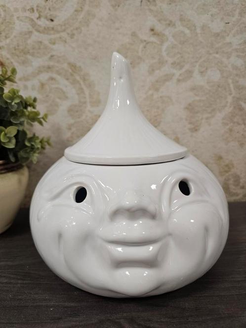 Grote uien / knoflook witte keramiek pot 21 cm, Huis en Inrichting, Keuken | Keukenbenodigdheden, Zo goed als nieuw, Ophalen of Verzenden