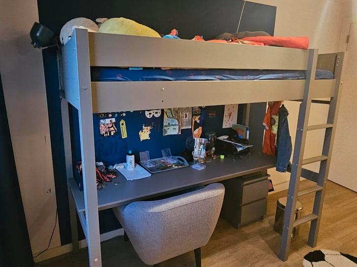 Hoogslaper - Petit Amelie Grijs, Huis en Inrichting, Slaapkamer | Stapelbedden en Hoogslapers, Zo goed als nieuw, Hoogslaper, 100 cm