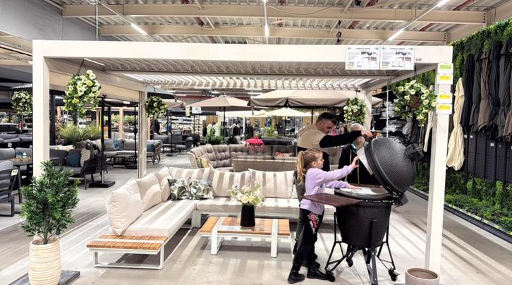 Pergola overkapping Varzo beige/cream Cranenbroek 3x4, Tuin en Terras, Overkappingen, Zo goed als nieuw, Tuinpaviljoen, Ophalen of Verzenden