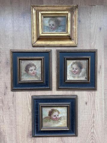 Kinder hoofdjes schilderij 4 stuks beschikbaar voor biedingen
