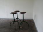 Vintage industrial bar stoelen, Gebruikt, Metaal, Verzenden, Drie