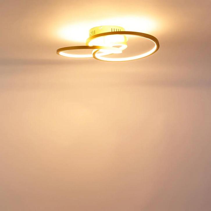 Gouden Plafondlamp LED Dimbaar - 45cm Rowin, Huis en Inrichting, Lampen | Plafondlampen, Nieuw, Metaal, Ophalen of Verzenden