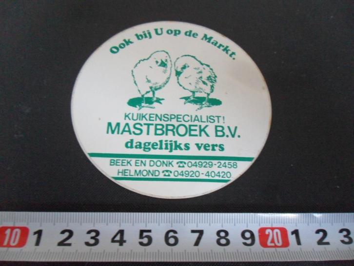 sticker Helmond Beek en Donk MASRBROEK BV kuikenspecialist, Verzamelen, Stickers, Zo goed als nieuw, Bedrijf of Vereniging, Ophalen