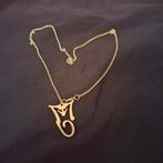 Zilverkleurige ketting met MJ hanger, Met hanger, Gebruikt, Ophalen of Verzenden, Zilver