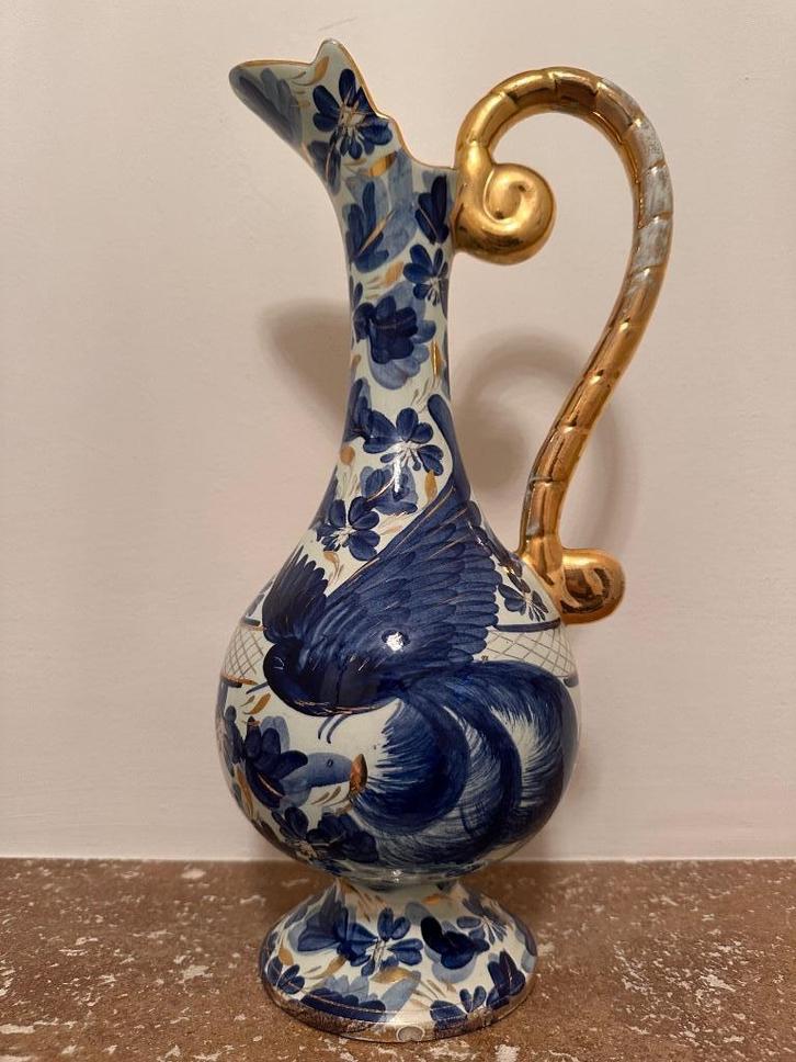 Handgeschilderde Hubert Bequet Quaregnon België 1950 vaas, Antiek en Kunst, Antiek | Keramiek en Aardewerk, Ophalen of Verzenden