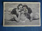 Foto kaart. Vrouwen op het strand. Met spreekwoord / tekst, Verzamelen, Foto's en Prenten, 1940 tot 1960, Ophalen of Verzenden